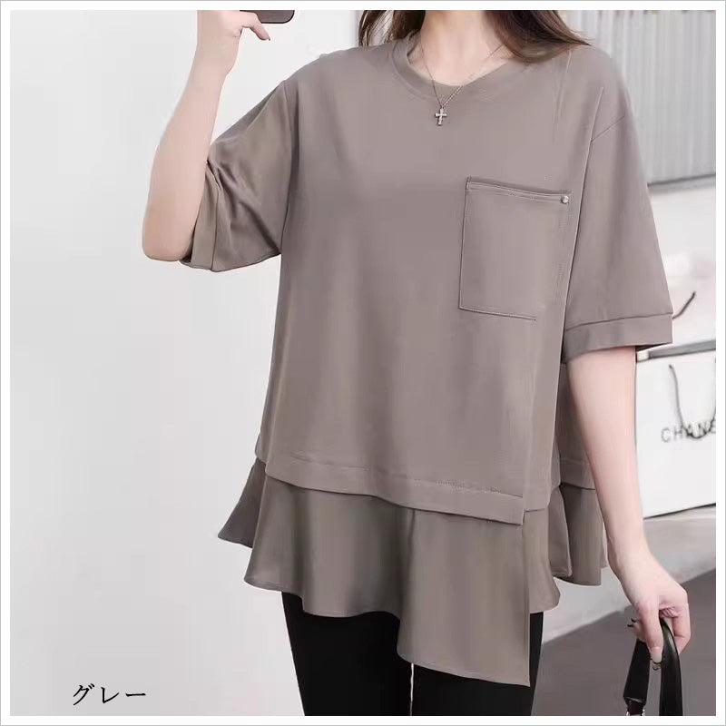 RA997 トップス プルオーバー ゆったり フィット リラックス オーバーサイズ 体型カバー