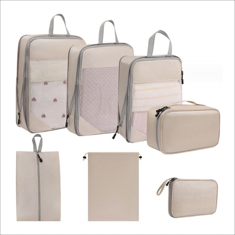 T297 7点セット トラベル 圧縮 ポーチ 衣類スペース 60％ 節約 旅行