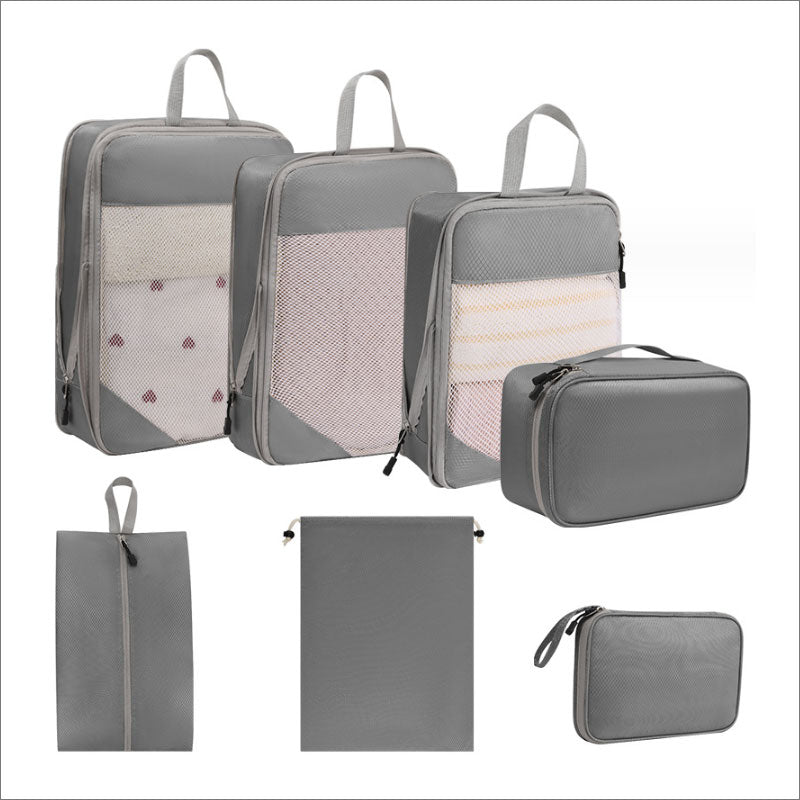 T297 7点セット トラベル 圧縮 ポーチ 衣類スペース 60％ 節約 旅行