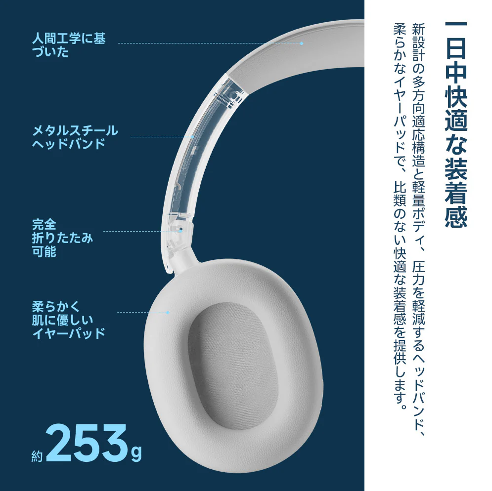 W60  ヘッドフォン イヤホン Edifier   Hi-Resオーディオ認証 最大45時間の長時間再生